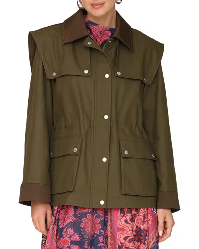 Avec Les Filles Utility Anorak With Combo And Shoulder Bias Flange In Green