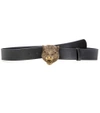 Gucci Leather Tiger-buckle Belt, Black