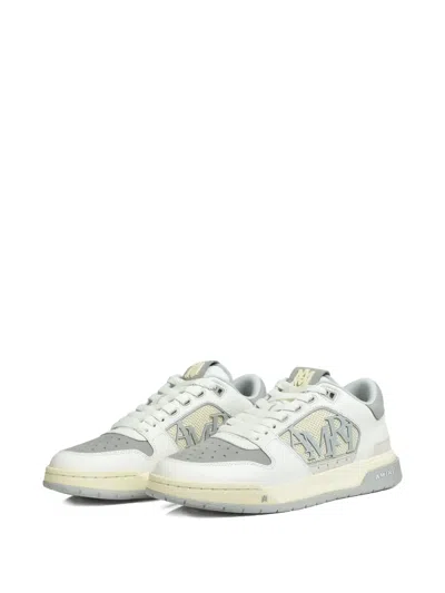 Amiri Logo-detail Leather Lace-up Low-top Sneakers In Gray