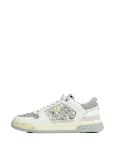 Amiri Logo-detail Leather Lace-up Low-top Sneakers In Gray