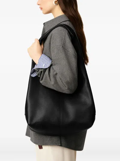 Ami Alexandre Mattiussi Etienne Black Shoulder Bag With Logo Print On The Front In Leather Woman