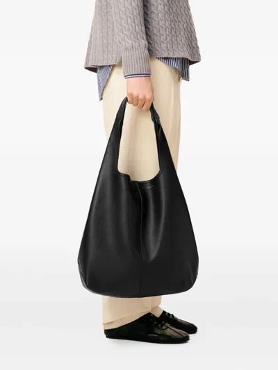 Ami Alexandre Mattiussi Etienne Black Shoulder Bag With Logo Print On The Front In Leather Woman