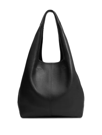 Ami Alexandre Mattiussi Etienne Black Shoulder Bag With Logo Print On The Front In Leather Woman