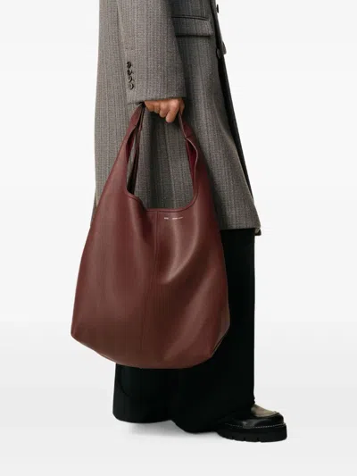 Ami Alexandre Mattiussi Etienne Bordeaux Shoulder Bag With Logo Print On The Front In Leather Woman In Red