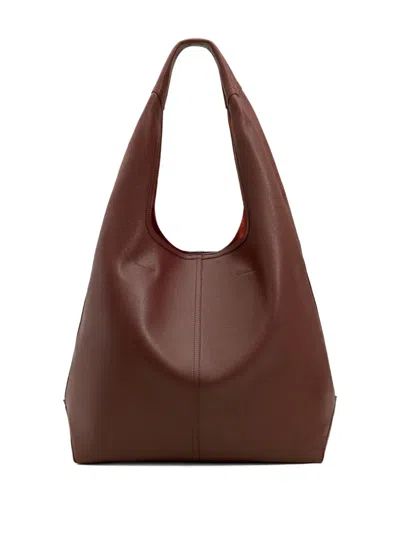 Ami Alexandre Mattiussi Etienne Bordeaux Shoulder Bag With Logo Print On The Front In Leather Woman In Red