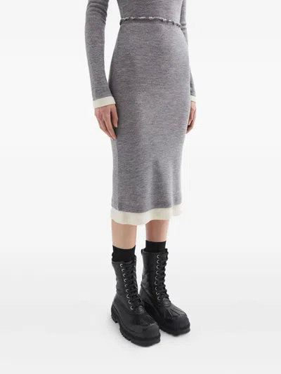 Jil Sander Logo Embroidered Layered Midi Skirt In Gray