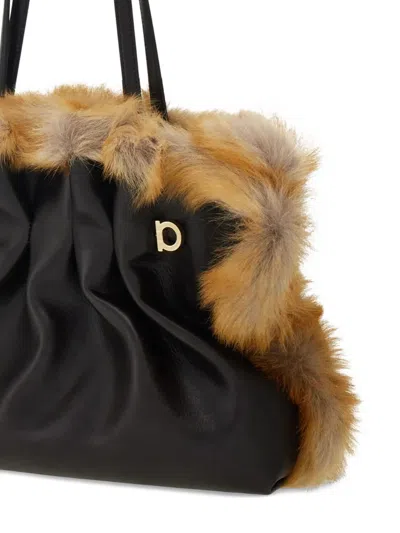 Ferragamo Medium Soft Calfskin-trimmed Shoulder Bag In Brown