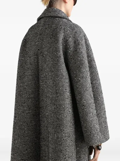 Dolce & Gabbana Herringbone Pattern Coat Long Sleeves In Gray