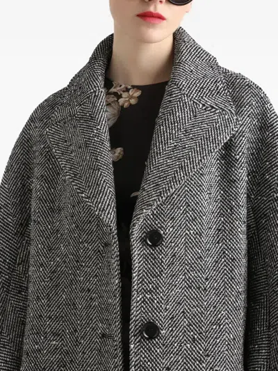 Dolce & Gabbana Herringbone Pattern Coat Long Sleeves In Gray