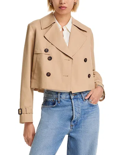 French Connection Cropped Twill Trench Coat In Brown