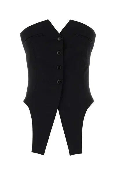 Alexander Wang Deconstructed Strapless Vest Top In Black