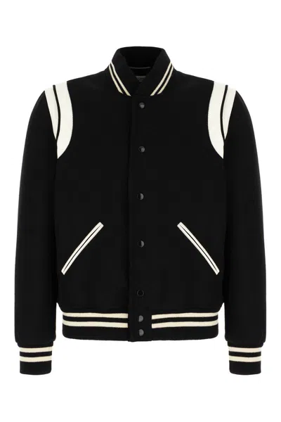 Saint Laurent Teddy Jacket In Wool In Black
