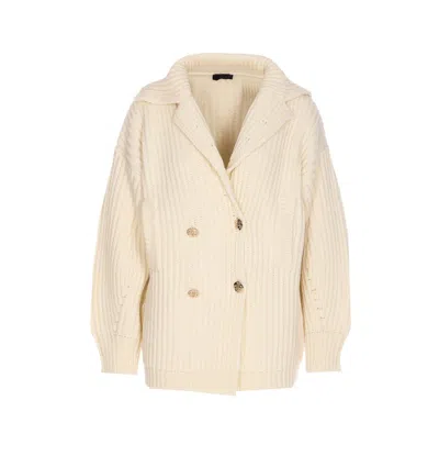 Liu •jo Wool Coat Double-breasted Shawl Collar In White