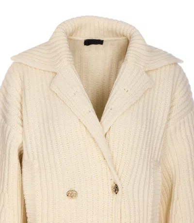 Liu •jo Wool Coat Double-breasted Shawl Collar In White