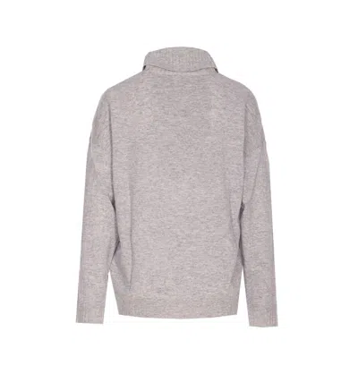Liu •jo Turtleneck Logo Sweater In Gray