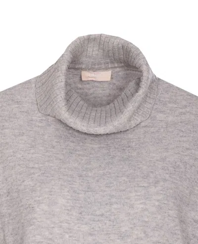 Liu •jo Turtleneck Logo Sweater In Gray