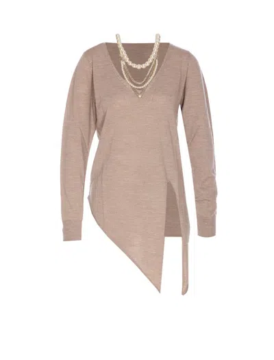 Liu •jo Asymmetric Sweater In Neutral