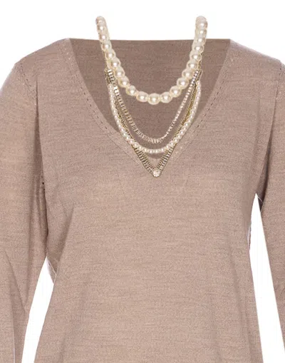 Liu •jo Asymmetric Sweater In Neutral