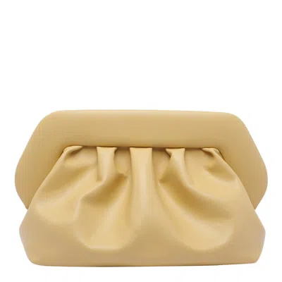 Themoirè Pleated Rectangular Clutch Adaptable Strap In Yellow