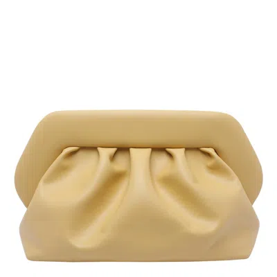 Themoirè Pleated Rectangular Clutch Adaptable Strap In Yellow