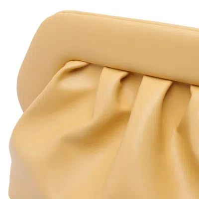Themoirè Pleated Rectangular Clutch Adaptable Strap In Yellow
