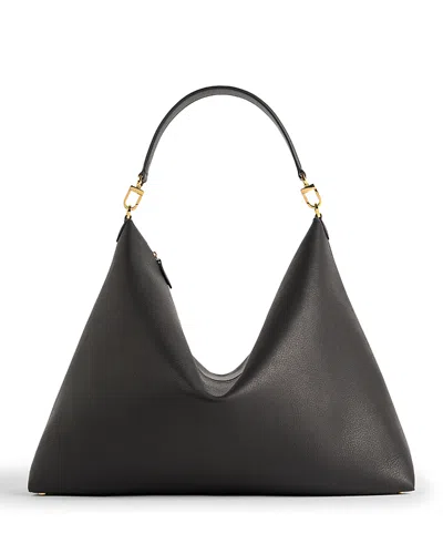 Totême Suede Leather Shoulder Bag With Detachable Handle In Black