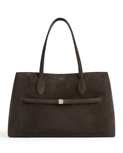 Totême Lounge Large Leather-trimmed Suede Tote In Brown