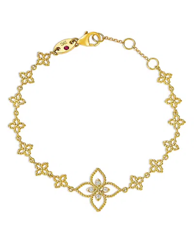 Roberto Coin 18k Yellow Gold Principessa Diamond Flower Link Bracelet In Gold