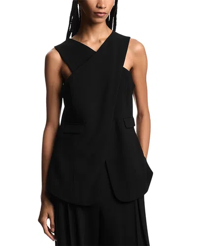 Emporio Armani Draped Sleeveless Top With Asymmetric Panel In Black