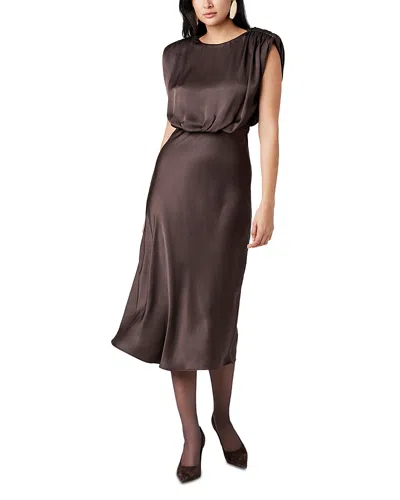 Toccin Flora Sleeveless Blouson Midi Dress In Brown