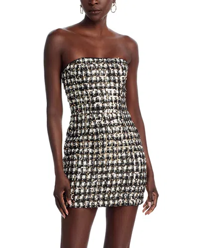 Black Halo Loreilla Sequined Tweed Mini Dress In Gray