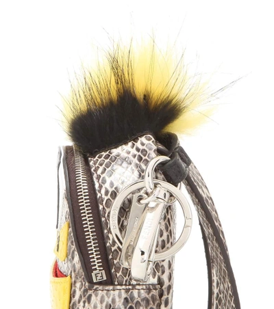 Shop Fendi Bag Bugs Backpack Snakeskin Fur-trimmed Charm In Eatural
