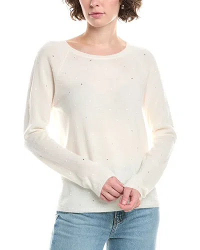 Incashmere Pearl Stud & Rhinestone Wool & Cashmere-blend Sweater In White