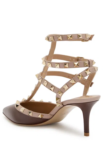 Valentino Rockstud 65 Two-tone Leather Pumps In Brown