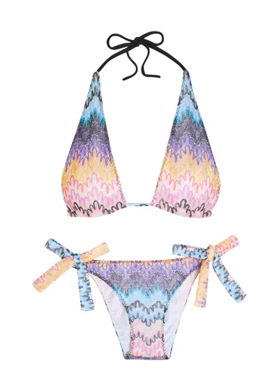 Missoni Zigzag Fine-knit Triangle Bikini In Multi