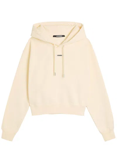 Jacquemus Le Hoodie Gros Grain Cotton Crop Hoodie In Neutral