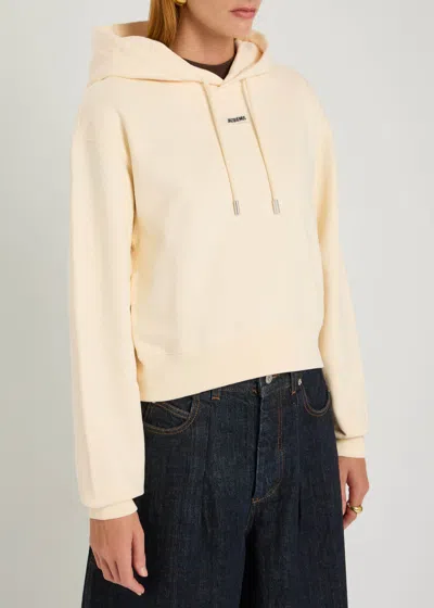Jacquemus Le Hoodie Gros Grain Cotton Crop Hoodie In Neutral
