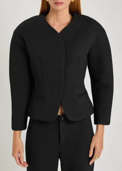 Jacquemus Tailored Blazer Peplum Structured Shoulders In Black