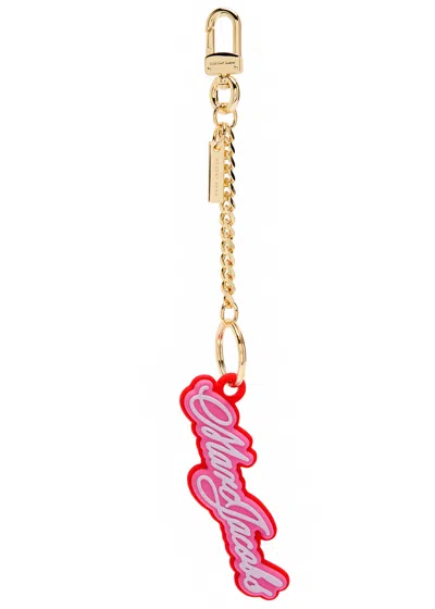 Marc Jacobs Womens The Cursive Logo Bag Charm Bow Pink Multi In Multi
