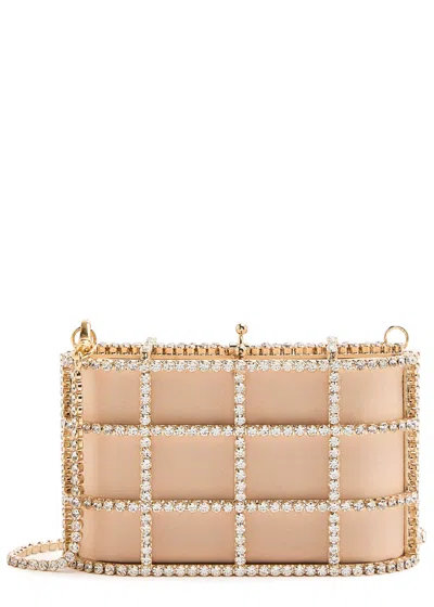 Rosantica Mini Shell Flat Crystal-embellished Satin Clutch In Pattern