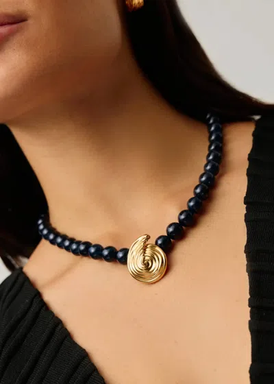 Missoma Spiral Gemstone Beaded Pendant Necklace In Blue