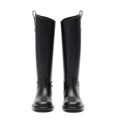 Burberry Cavalier Boots In Leather In Black