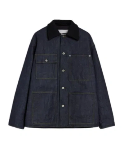 Jil Sander Denim Jacket With Chest Pockets And Collared Neck In Blue