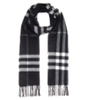 Burberry Reversible Metallic Check Cashmere Scarf In Black