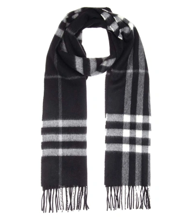 Shop Burberry Giant Icon Cashmere Scarf In Black