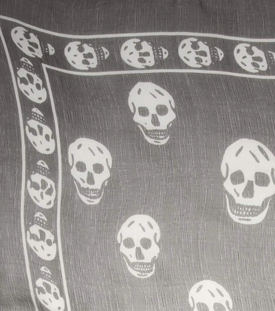 Shop Alexander Mcqueen Printed Silk Scarf In Black