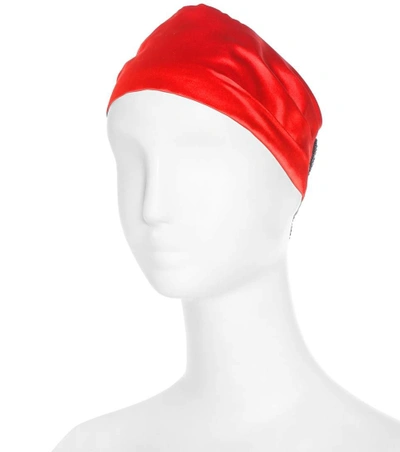 Shop Gucci Embellished Silk Satin Headband In Red