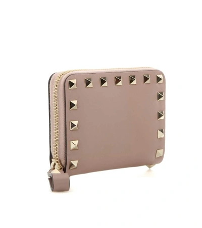 Shop Valentino Rockstud Leather Wallet In Pink