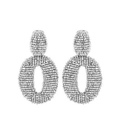 Oscar De La Renta Beaded Clip-on Earrings In Silver