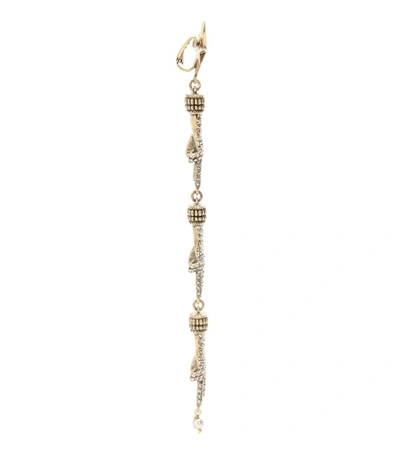Shop Gucci Crystal-embellished Hand Earrings In Gold